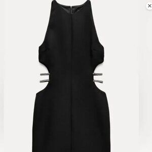 NWTZARARHINESTONECUTOUTMINIDRESS9548/536SPARKLYBLACKCOCKTAILHOLIDAYNYEPARTY SZ M